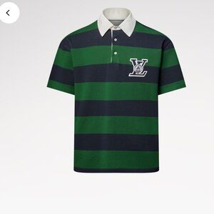 Louis Vuitton Green and Navy Striped Polo Shirt